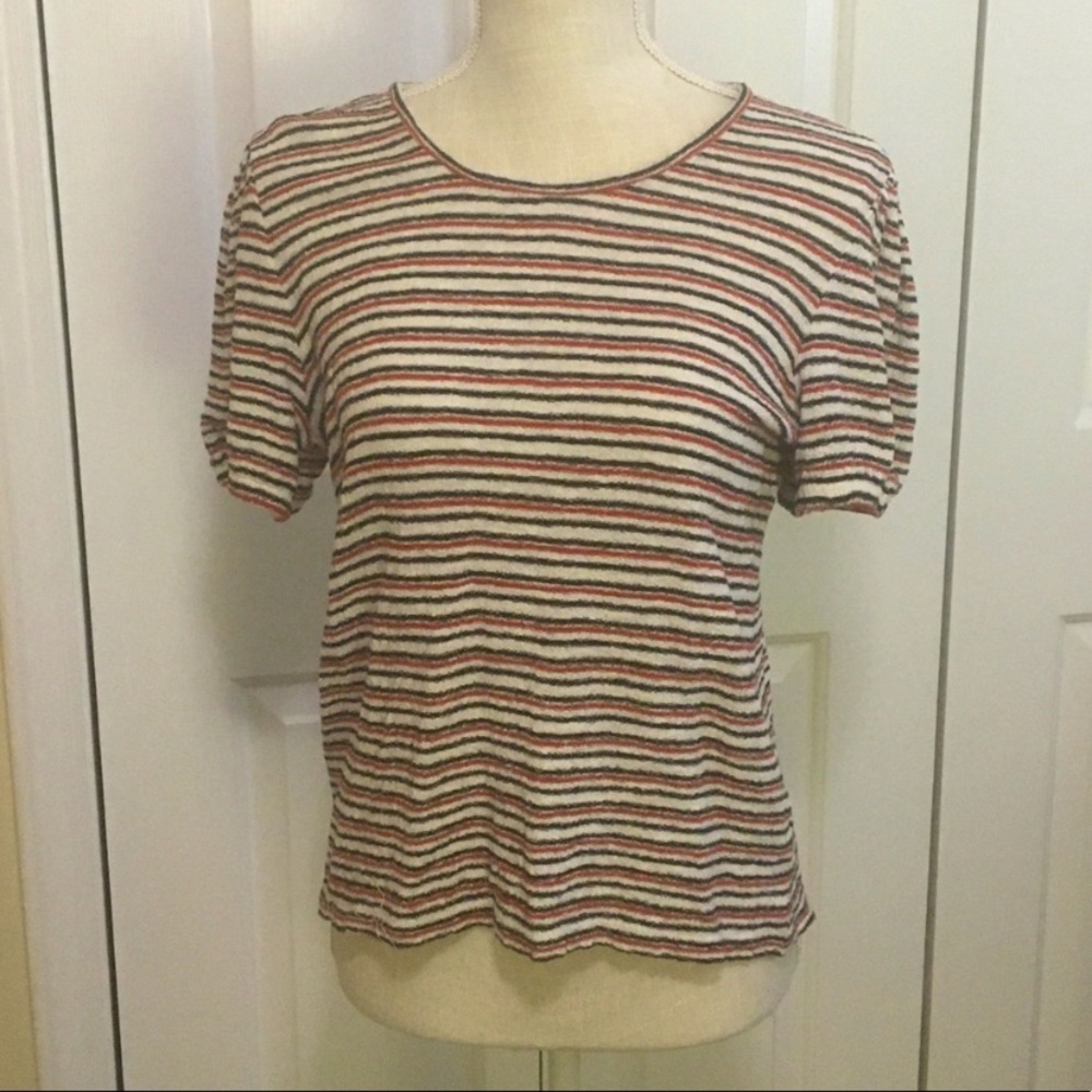 Madewell Jacquard Puff Sleeve Stripe Tee M